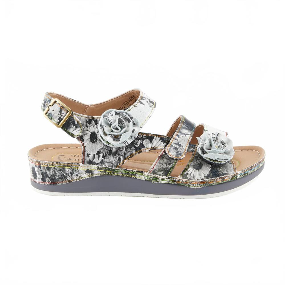 NEW L'ATISTE women's joelina-dazi floral sandal in grey multi